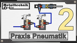 Praxis Pneumatik 2 – Reihenschaltung von Wegeventilen für die UNDFunktion [upl. by Gravante694]