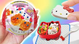 MAKING MINI HELLO KITTY FOOD Hello Kitty MiniVerse Coffee Milkshake Waffles [upl. by Ahrat]