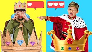 Rich King Kaden vs Kind King Eric Royal Challenge Lesson about Sharing [upl. by Milzie]