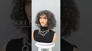 Dark Silver Grey Curly Bob Wig With Bangs [upl. by Cheri116]