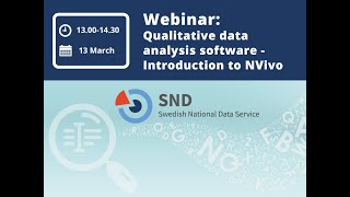 Webinar Qualitative data analysis software – introduction to NVivo [upl. by Britt952]