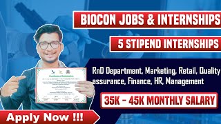 Biocon internships  biocon jobs  biotechnology internship 2022  summer internship 2022  biotech [upl. by Nrubloc325]