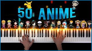 50 ANIME in 5 minutes  PIANO MEDLEY [upl. by Bohannon]