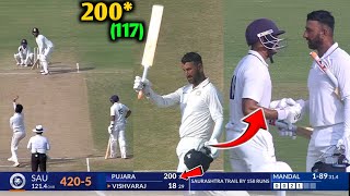 Cheteshwar Pujara Double hundred  Chateshwar Pujara batting Ranji trophy [upl. by Ainollopa]