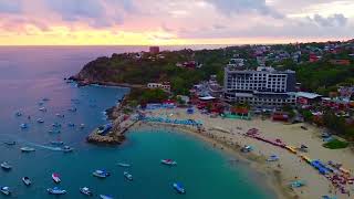 Full beach from Punta Zicatela to Playa Principal at sunset Puerto Escondido Mexico Mexican tours [upl. by Fairleigh959]