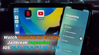 Watch Youtube On Carplay Jailbreak Dopamine  iOS 150  1661  A9  A16 [upl. by Nairrod]