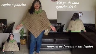 Capita o poncho fácil con rectangulo a crochet ponchonorma [upl. by Ruy]