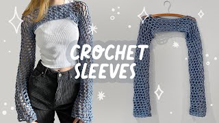 easy fishnet sleevesshrug  crochet tutorial [upl. by Aniakudo]