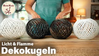 DIY  Dekokugeln einfach selber machen  Tischlampe aus Garn und Zement  Stylische Kugelleuchte [upl. by Volotta]