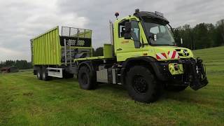 UnimogPower bei der Silage U529 mit Fliegl ASW im 1 Schnitt 2020 MB trac und Unimog im Einsatz [upl. by Yevre816]