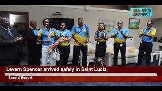 St Lucian high jump gold medalist Levern Spencer arrives in St Lucia [upl. by Goode]