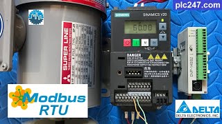 DVP 14SS2 quotModbus RTUquot Siemens Sinamics V20 [upl. by Einnep]