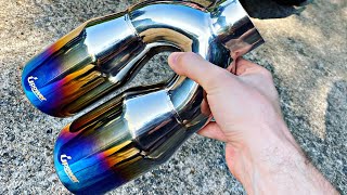 New Custom Exhaust Tip LOUD  RESONATOR amp MUFFLER DELETE [upl. by Corabelle]