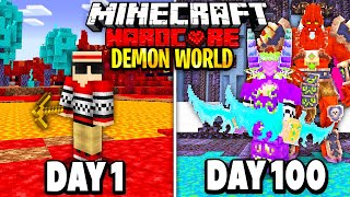 I Survived 100 Days in a DEMON Only World on Hardcore Minecraft Heres What Happened [upl. by Nylesor]