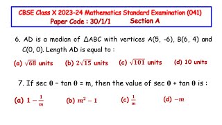 Q6 amp Q7  AD is a median of ∆ABC with vertices A5 6 B6 4 and C0 0 Length AD is equal to [upl. by Leslee]