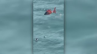 Coast Guard rescues man clinging to cooler off Floridas Gulf Coast following Hurricane Milton [upl. by Yderf]