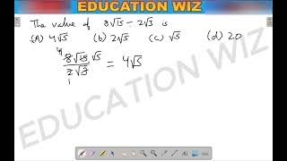 The value of 8√15÷2√3 is A 4√5 B 2√5 C √5 D 20  CLASS 9 MATHEMATICS CHAPTER 1 MCQ [upl. by Swanson]