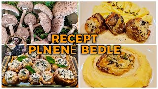 Huby Hriby RECEPT Bedľa vysoká Macrolepiota procera varenie pečenie cooking plnené smeta syr Mňamka [upl. by Nosrej791]