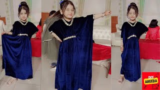 how to make kaftan dress cutting and stitching  make velvet stylish kaftan [upl. by Ybur]