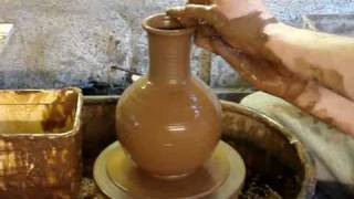 Making an Olla plant self watering clay pot on the potters wheel demo how to make a Ingleton Pottery [upl. by Aihseyn]