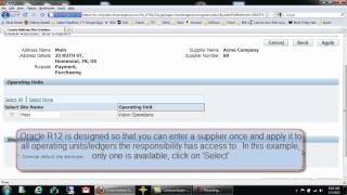 Oracle Payables How to Create a Supplier  Oracle R12 Financial New Features [upl. by Anafetse]