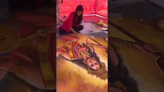 Durga puja rangoli  portrait rangoli video  artshorts durgapuja [upl. by Nazay]