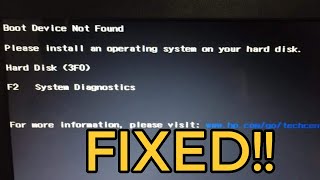 HP Boot Device Not Found  How To Fix HP Laptop Hard Disk 3F0 Error [upl. by Eiramadnil]