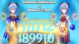 Genshin Impact Ganyu Shimenawas Reminiscence vs Wanderers Troupe Damage Comparison [upl. by Lednek139]