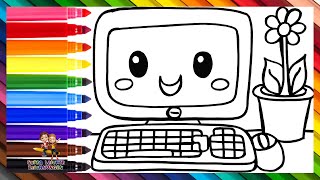 Zeichnen und Ausmalen eines niedlichen Computers 💻🖱️🌈 Zeichnungen für Kinder [upl. by Winni]