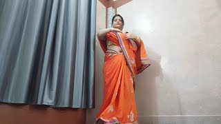 Orange colour Saree 🧡 Neha Dhiman dailyvlog sareefashion [upl. by Tormoria]