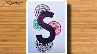 alphabet mandala art for beginners  s alphabet art  pen art  comment your name alphabet [upl. by Eisac353]