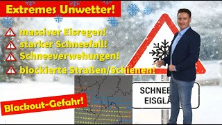 ACHTUNG ES GEHT LOS Extremes Unwetter Glatteis Starkschneefall Verwehungen Katastrophenwarnung [upl. by Boorman66]