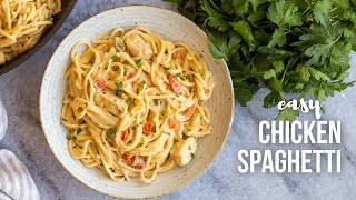 Easy Creamy Chicken Spaghetti  The Recipe Rebel [upl. by Ellitnahc]