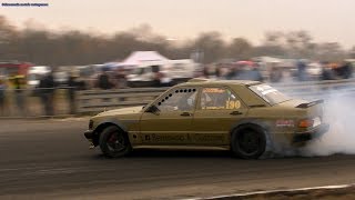 Drift Mercedes 190 50 V8 AMG Mati Krawiec Benz SwapampCustoms [upl. by Amias]