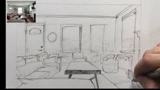 Interior 1 point perspective inking [upl. by Chilson]