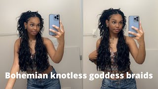 EASIEST BOHEMIAN KNOTLESS GODDESS BRAIDS TUTORIAL  BEGINNER FRIENDLY [upl. by Blainey442]