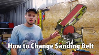 Changing the Sanding Belt on a Central Machinery Belt Sander  Harbor Freight Tools  How To [upl. by Nyram389]