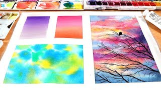 WATERCOLOR TUTORIAL Wet in Wet Technique for Beginners [upl. by Nilla541]