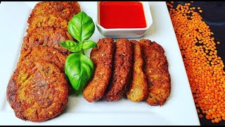 Rote Linsen Kabab außen Knusprig innen saftigLinsenbratlinge RezeptLinsenburger RezeptBratlinge [upl. by Ellehsat]