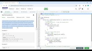 Next Permutation  GeeksforGeeks practice sum [upl. by Yltsew]