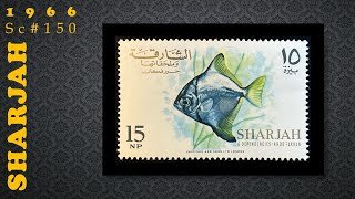 【Sharjah】1966 Sc150 Silver Moony Monodactylus argenteus [upl. by Ddot368]