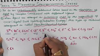 Coordination compound trick of spectrochemical series by vikas toshniwal [upl. by Ainala993]