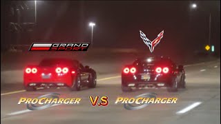 Procharged C6 Corvette GrandSport vs Procharged cammed C6 Crovette chevorlet chevy corvette c6 [upl. by Smoht]