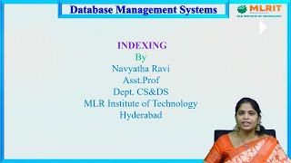 LEC46Database Management Systems  INDEXING By Mrs Navyatha [upl. by Tayler]