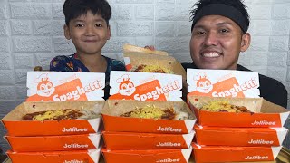 10X JOLLIBEE SPAGHETTI Mukbang with KING [upl. by Attennek]