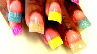 HOW TO MULTI COLOR ACRYLIC NAILS [upl. by Annoiek728]