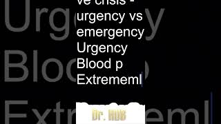 Hypertensive crisis  Urgency vs Emergency [upl. by Clemence]