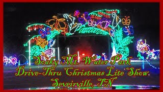 Drive Thru Christmas Light Show at Soaky Mt Water Park Sevierville TN [upl. by Esinereb]