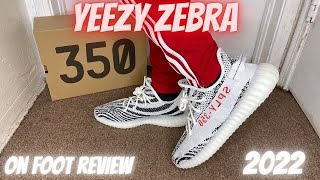 Adidas Yeezy 350 V2 Zebra 2022 Review  On Foot amp Sizing Tips [upl. by Rosinski]