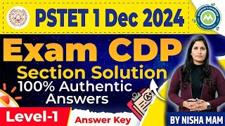 PSTET 1 Dec 2024 Paper Answer Key 100  Correct CDP For HtetCtet Reet Exam By Nisha Sharma [upl. by Archangel117]